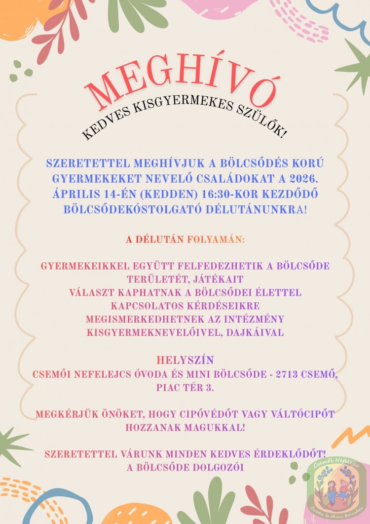 Bölcsődekóstolgató - nyílt nap a bölcsődébe